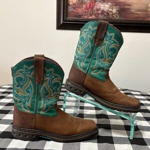 Georgia Boot Kids 8" Carbo-Tec LT Pull-On Saddle Cowboy Western Size 4M